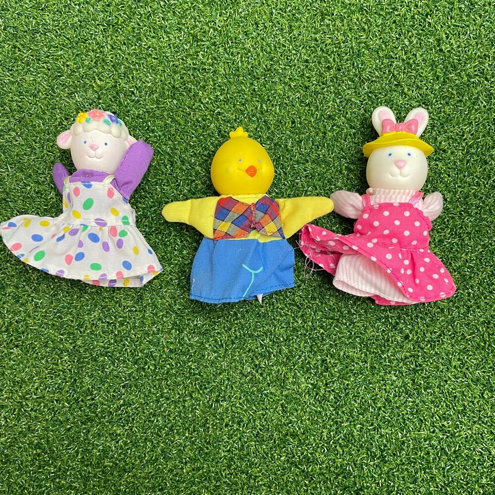 Vintage Russ Berrie Easter Plush Finger Puppets Lot of 3